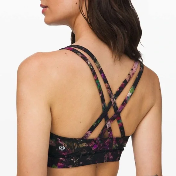 Lululemon Energy Bra Floral Illusion Antique White Multi Size 10 - Picture 3 of 8